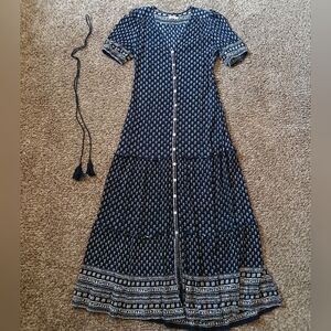 Faherty Orinda Navy Maxi Dress, Small